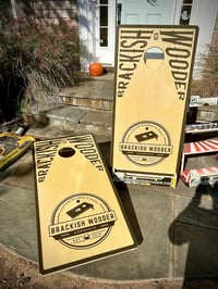 Image 2 of Brackish Wooder Cornhole Boards - Triangle Words - Black Border - New Logo - MT6356