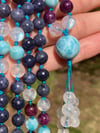 Sapphire Mala, Rare Stichtite Mala, Rainbow Moonstone Mala, Premium Larimar Mala