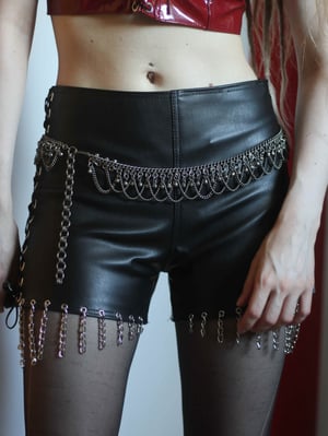 Image of MADE TO ORDER - KULTCHEN CHAINED FAUXLEATHER SHORTS  (Size XS-XL)