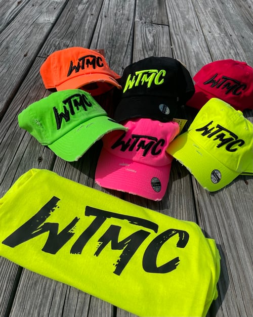 Image of Neon Orange WTMC logo Distressed hat 