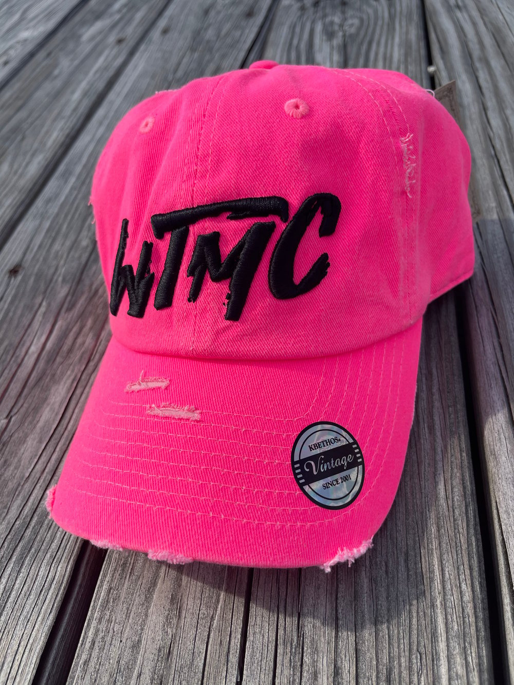 Image of Neon Pink WTMC Logo Distressed Hat