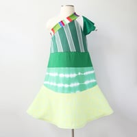 Image 2 of greens vintage fabric 6/7 one shoulder asymmetrical flutter courtneycourtney dress prints