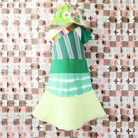 Image 5 of greens vintage fabric 6/7 one shoulder asymmetrical flutter courtneycourtney dress prints