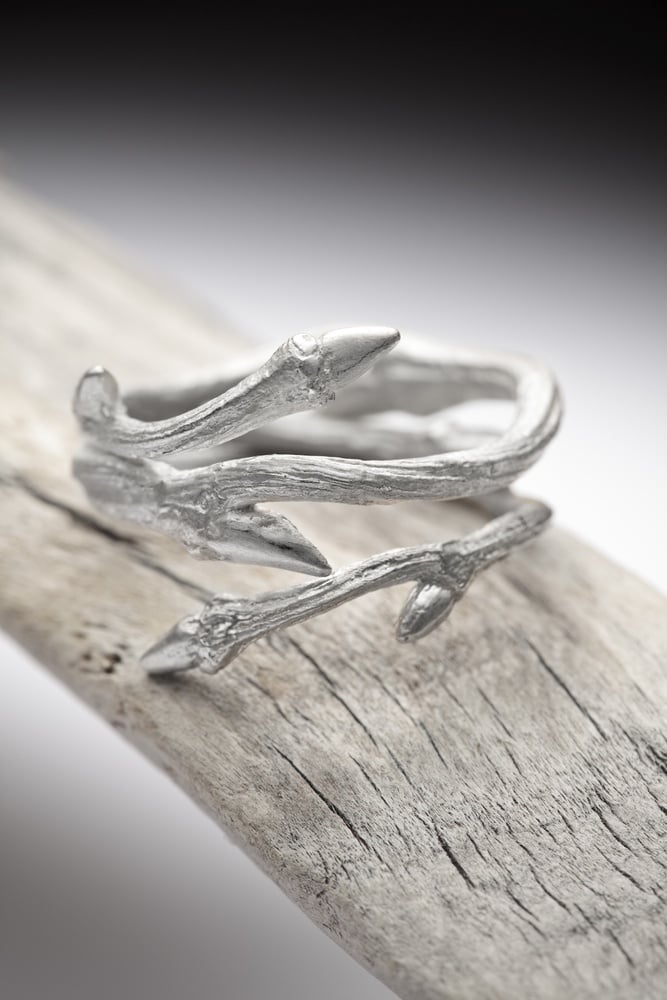 Image of Light Elvish Twine<br>Silver Twig Ring