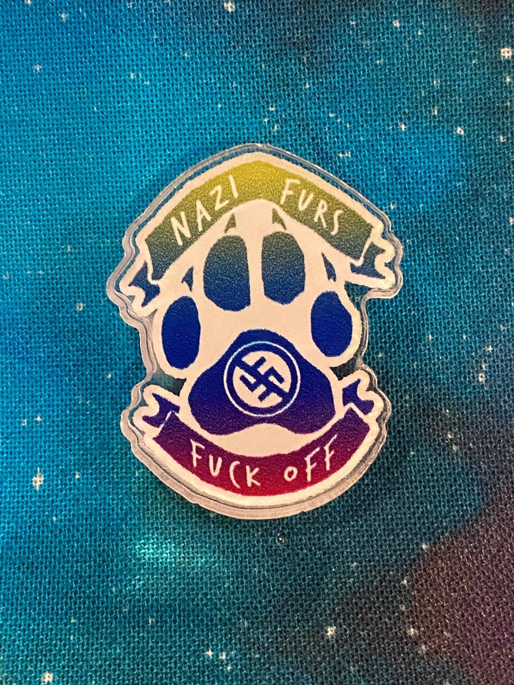 Image of Acrylic Pin: Nazi Furs Fuck Off