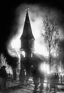 Burning church poster - Black metal poster - Witch burning