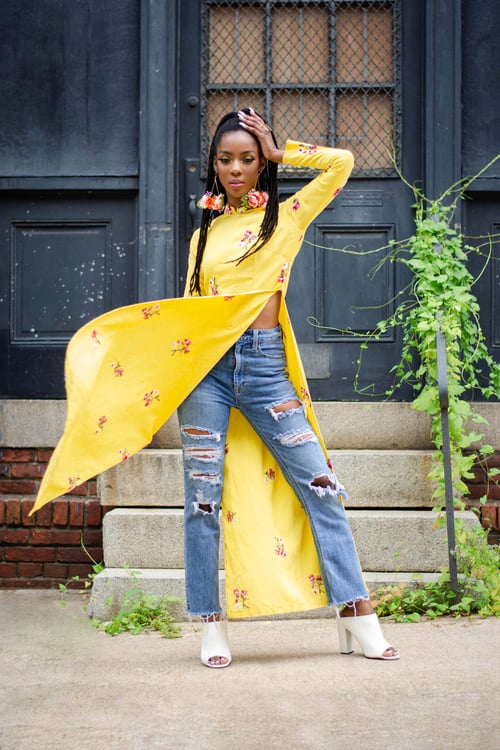 Image of Vintage Banana Yellow Floral Embroidered Qipao