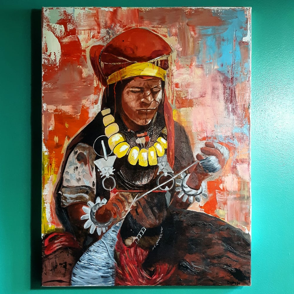 Image of The twelve points on her wrist original oil painting 18x24 