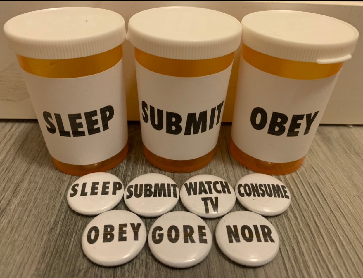 Image of They Live Pill Bottles (4) + 7x 1" Button Pack