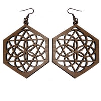 MAHOGANY WOOD LASER CUT EARRINGS WOOD AND COPPER STARLIGHT BOLD