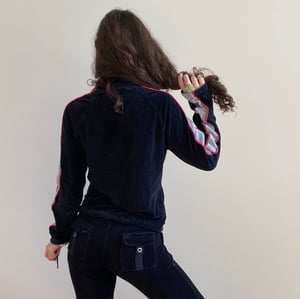 DKNY velour jacket with stripes on the side