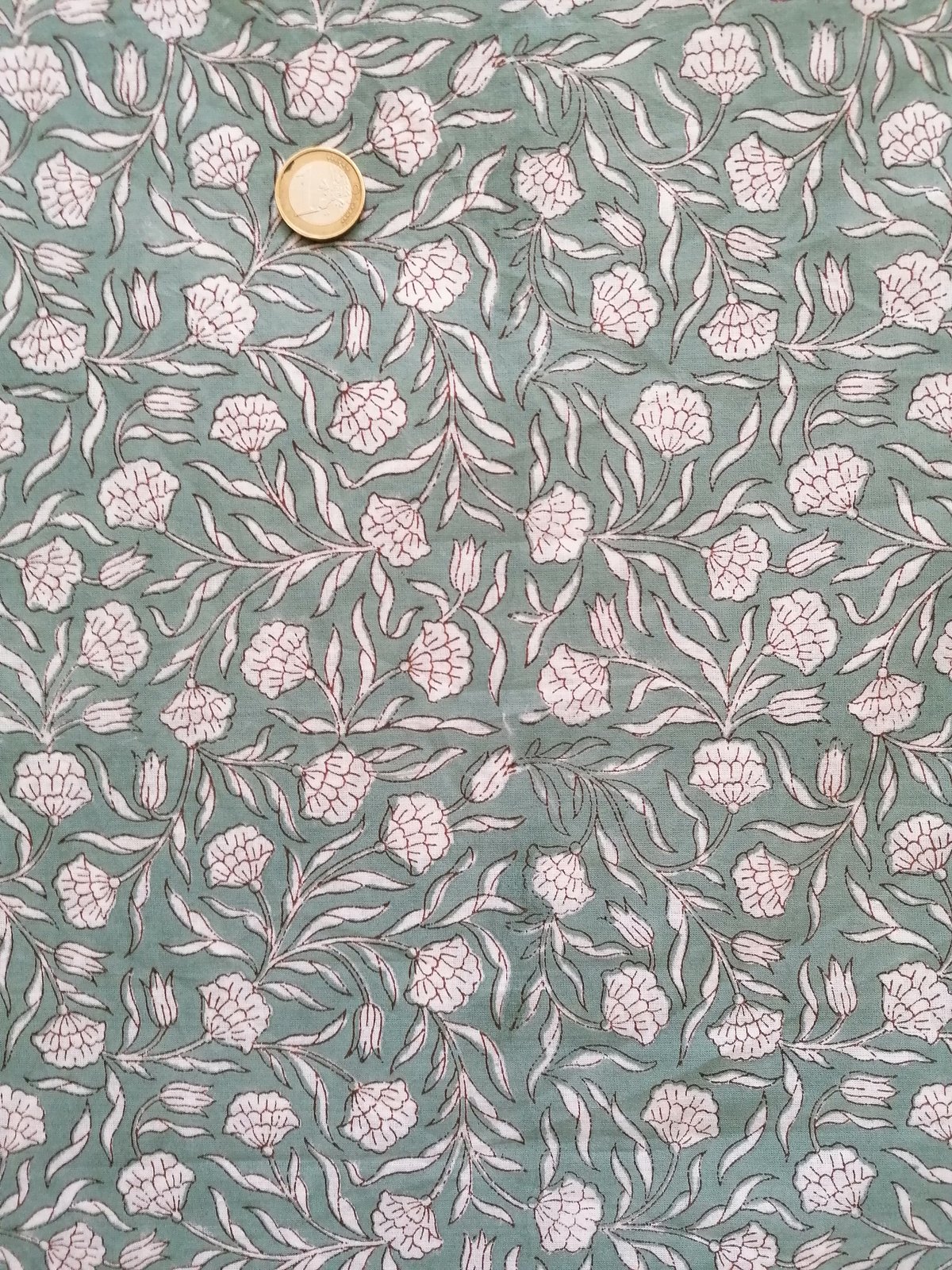 Image of Namaste fabric petits œillets fond vert 