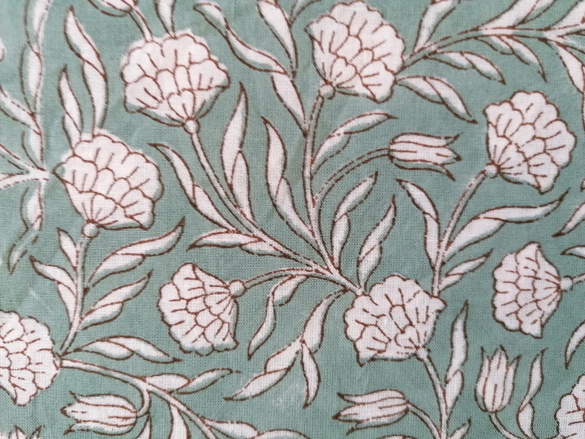 Image of Namaste fabric petits œillets fond vert 