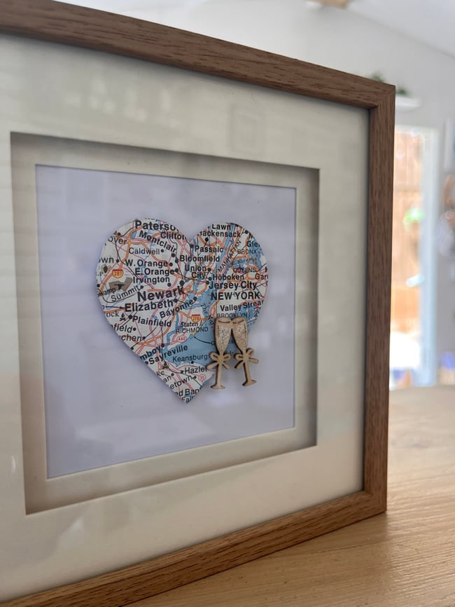 Personalised Vintage Map Heart (Framed) copy