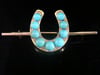 EDWARDIAN 15CT LARGE NATURAL TURQUOISE HORSESHOE BROOCH