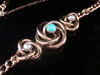 Victorian 9ct rose gold lovers knot turquoise and pearl curb bracelet 8.2g