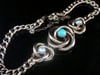 Victorian 9ct rose gold lovers knot turquoise and pearl curb bracelet 8.2g