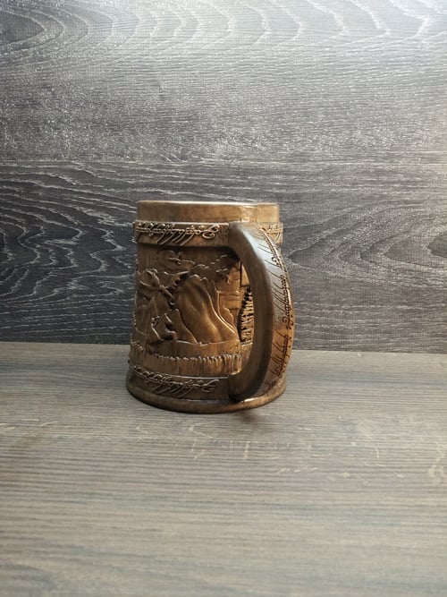 Image of Lord of rings wooden beer mug, Groomsman gift, Personalized beer mug, 22oz, Personalized gift