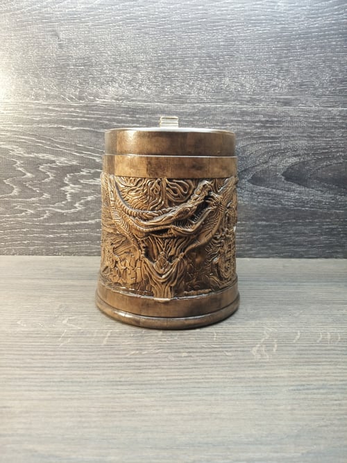 Image of Alduin's Wall Wooden beer mug, Gift for him, Skyrim mug, 22oz, personalized gift, Gamer gift