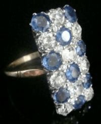 Image 1 of EDWARDIAN 1920S 18CT PLATINUM ART DECO PAVE SAPPHIRE OLD CUT DIAMOND 1.90 RING