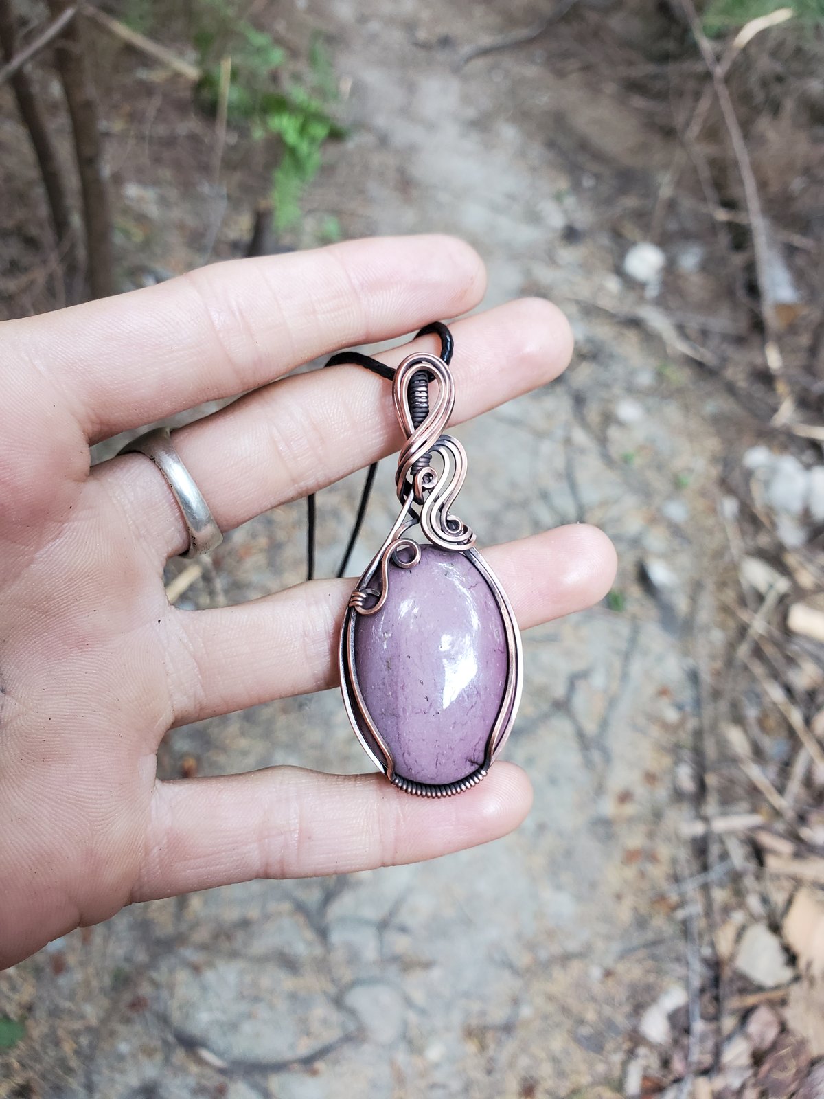 Image of Pink Jasper Oval Pendant