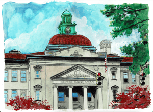 Image of Clifton Elementary School Building watercolor painting