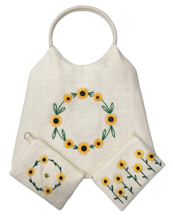 Image of Hand Embroidered Tote & Purses - Sunflowers