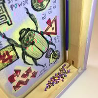 Image 5 of Chainsaw Graffiti, 2021.  8 X 10 inches. Canvas, Acrylic, Wood, Plastic, Glue.