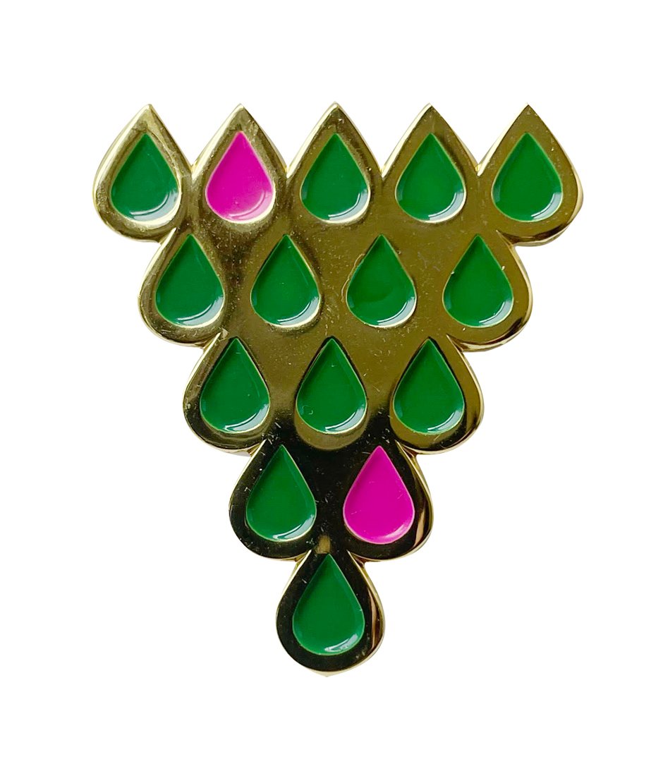 Tearamid Enamel Pin (Gold, Emerald, Pink)