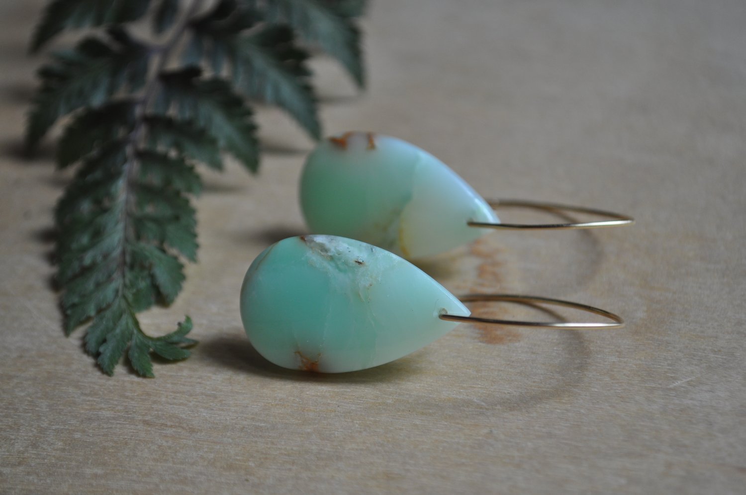 Image of One of a Kind Chrysoprase Teardrop Dangles