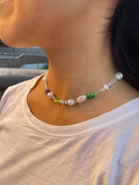 Image 2 of Millefiori and pearl bead necklace 