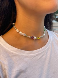 Image 3 of Millefiori and pearl bead necklace 