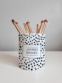 Personalised Dalmatian Print Brush Holder