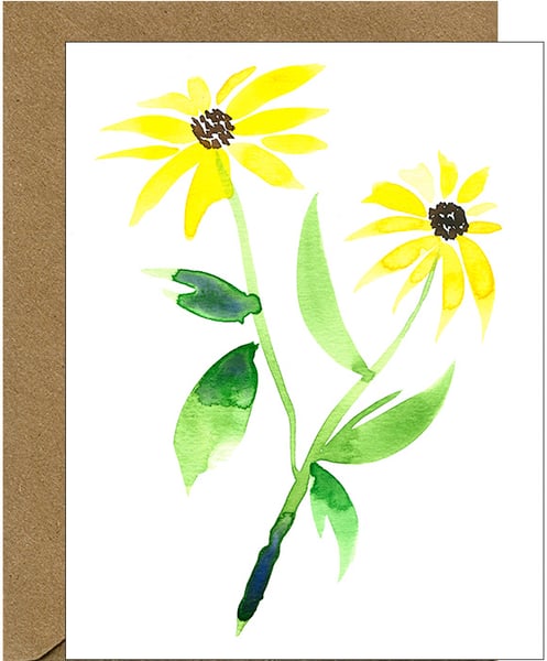 Image of Black Eyed Susan Watercolor Floral Blank Note Card