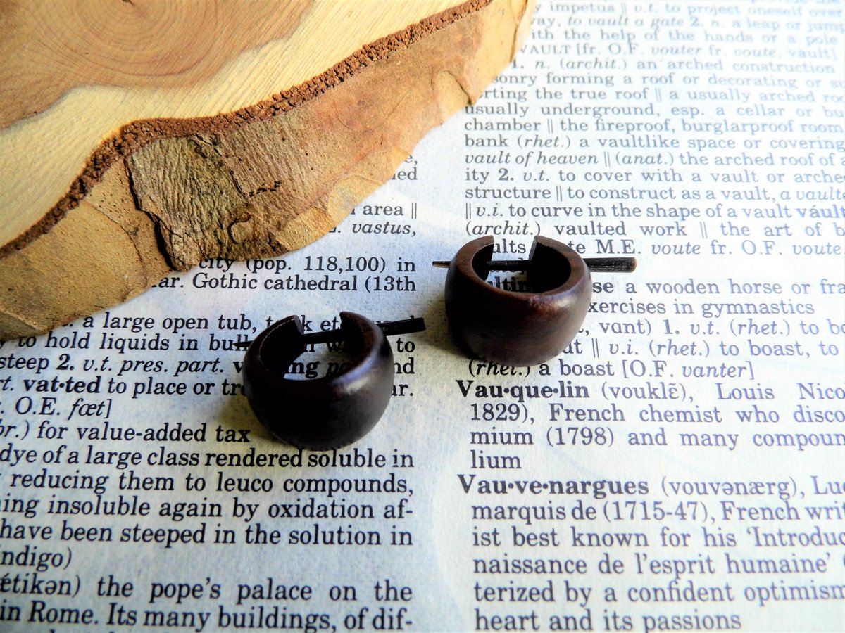 Curved Coco Wood Huggies Creole Earrings Small 