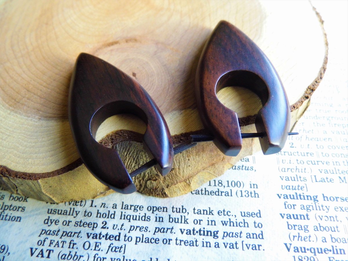 Carved Wooden Earring Hoop Arrowhead Earrings Unisex
