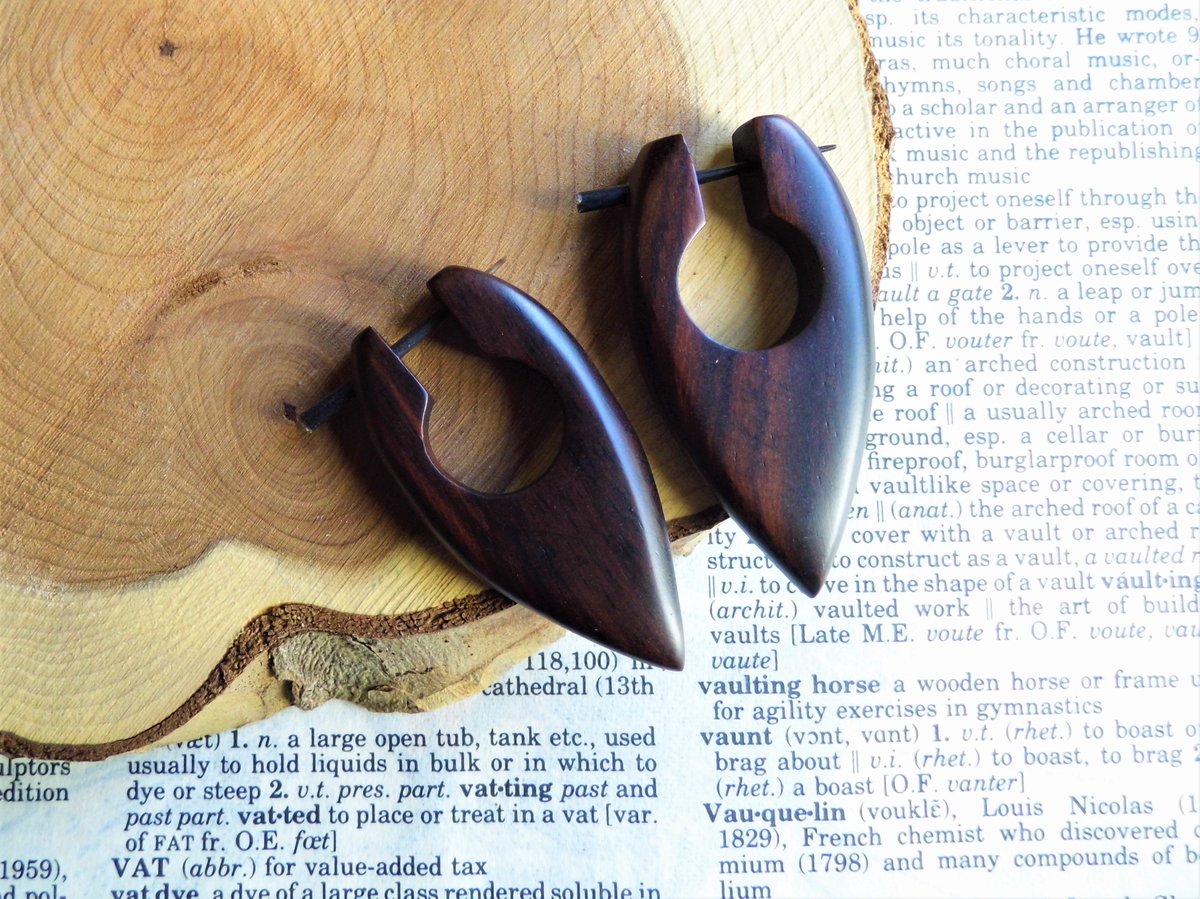Carved Wooden Earring Hoop Arrowhead Earrings Unisex