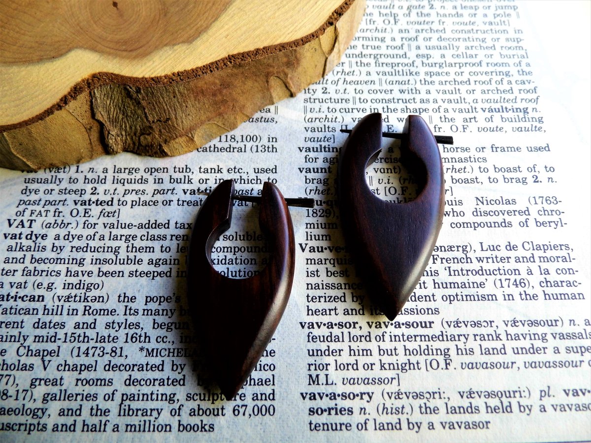 Carved Wooden Earring Hoop Arrowhead Earrings Unisex