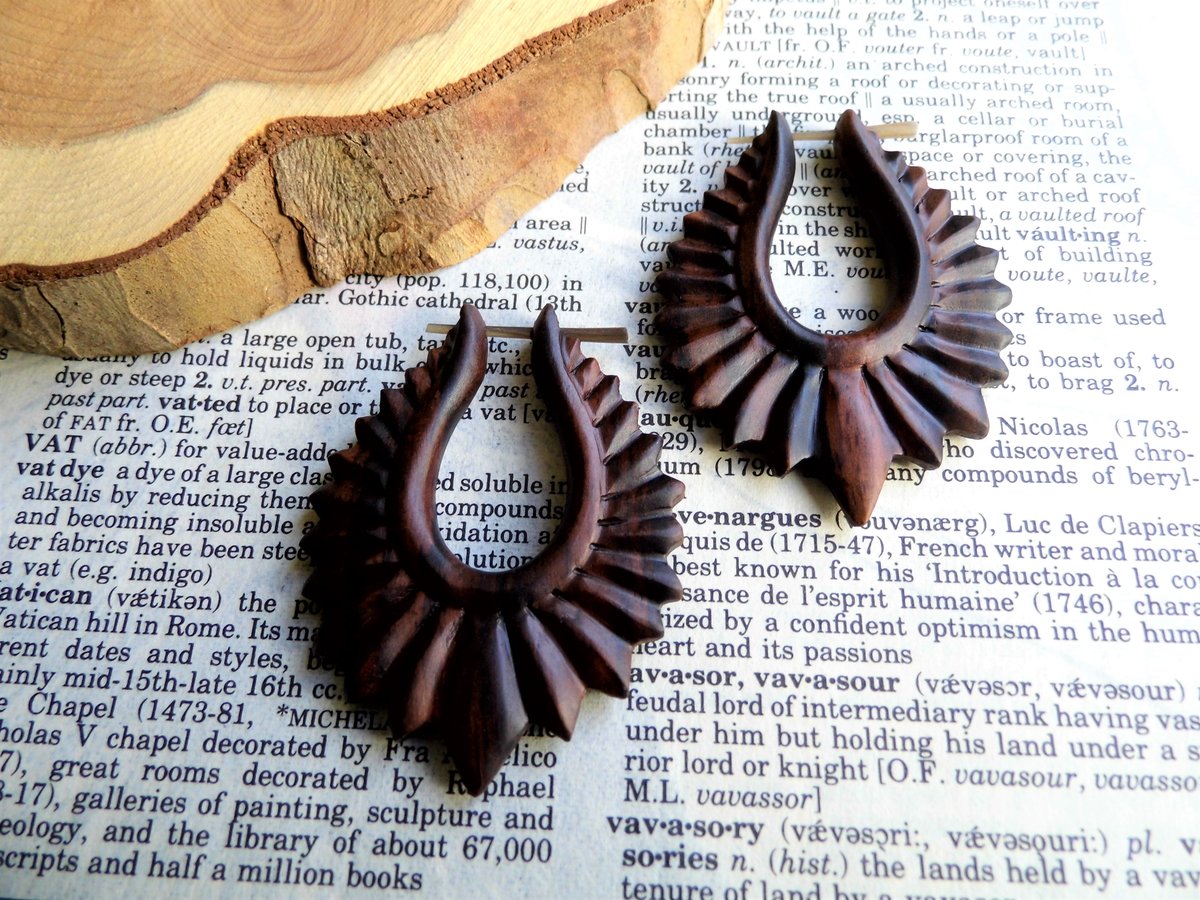 Wooden Earrings Organic Fire Hoops