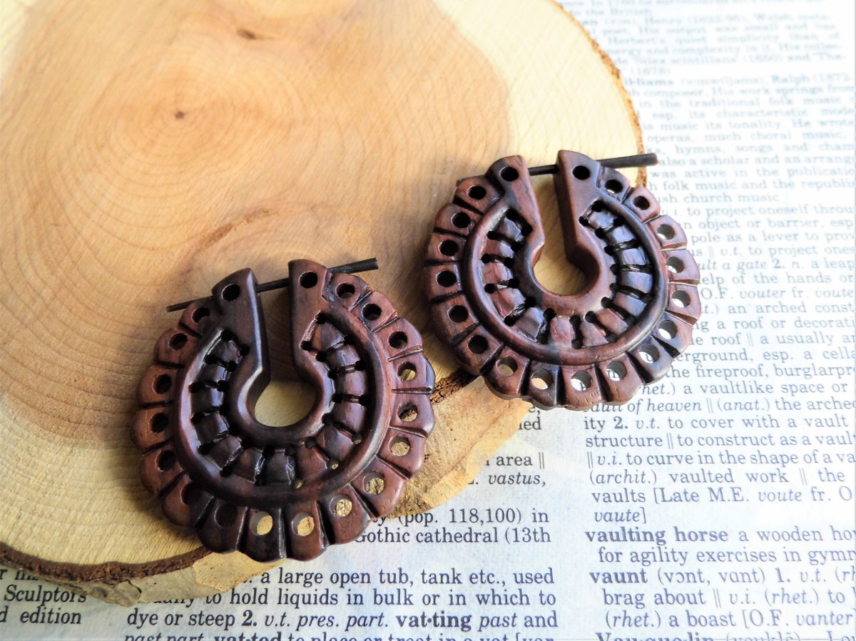 Wood Earrings Womens Fire Hoops