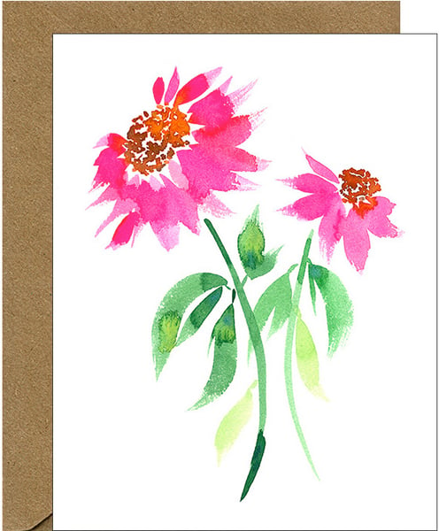 Image of Coneflower Watercolor Floral Note Card