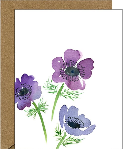 Image of Anemone Watercolor Floral Note Card
