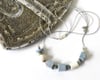 Ceramic Silver Stone Necklace - Waxed Linen Cord