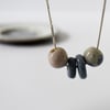 Blue & Ivory Ceramic Beads - Silver Chain