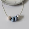 Blue & Ivory Ceramic Beads - Silver Chain