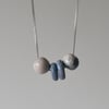 Blue & Ivory Ceramic Beads - Silver Chain