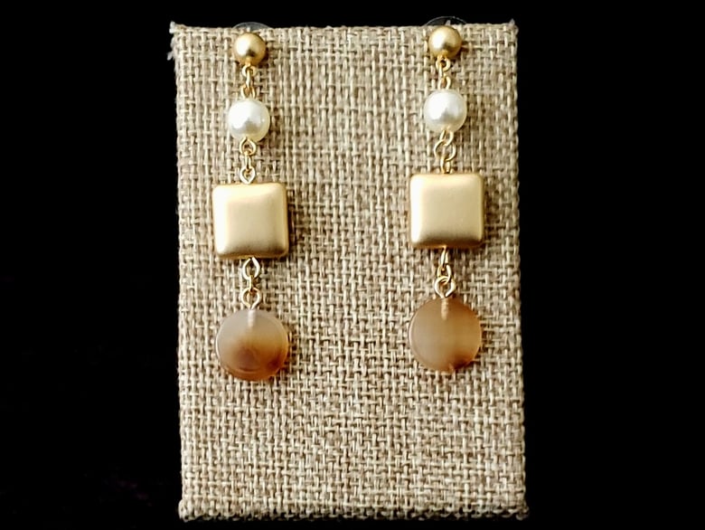 Image of Gold Marbleized Pierced Earrings 