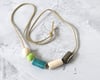 Emerald Mint Pewter Ivory Beads - Faux Suede Band