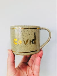 Image 2 of Fuck off covid cup - oatmeal/gold