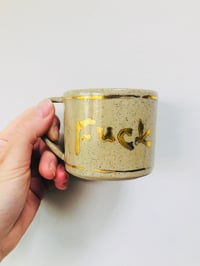 Image 1 of Fuck off covid cup - oatmeal/gold